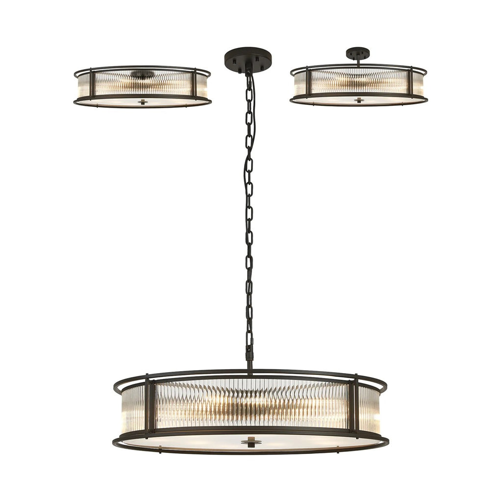 Regent Malmedy 800mm 10 Light Convertible Pendant Light - Satin Black