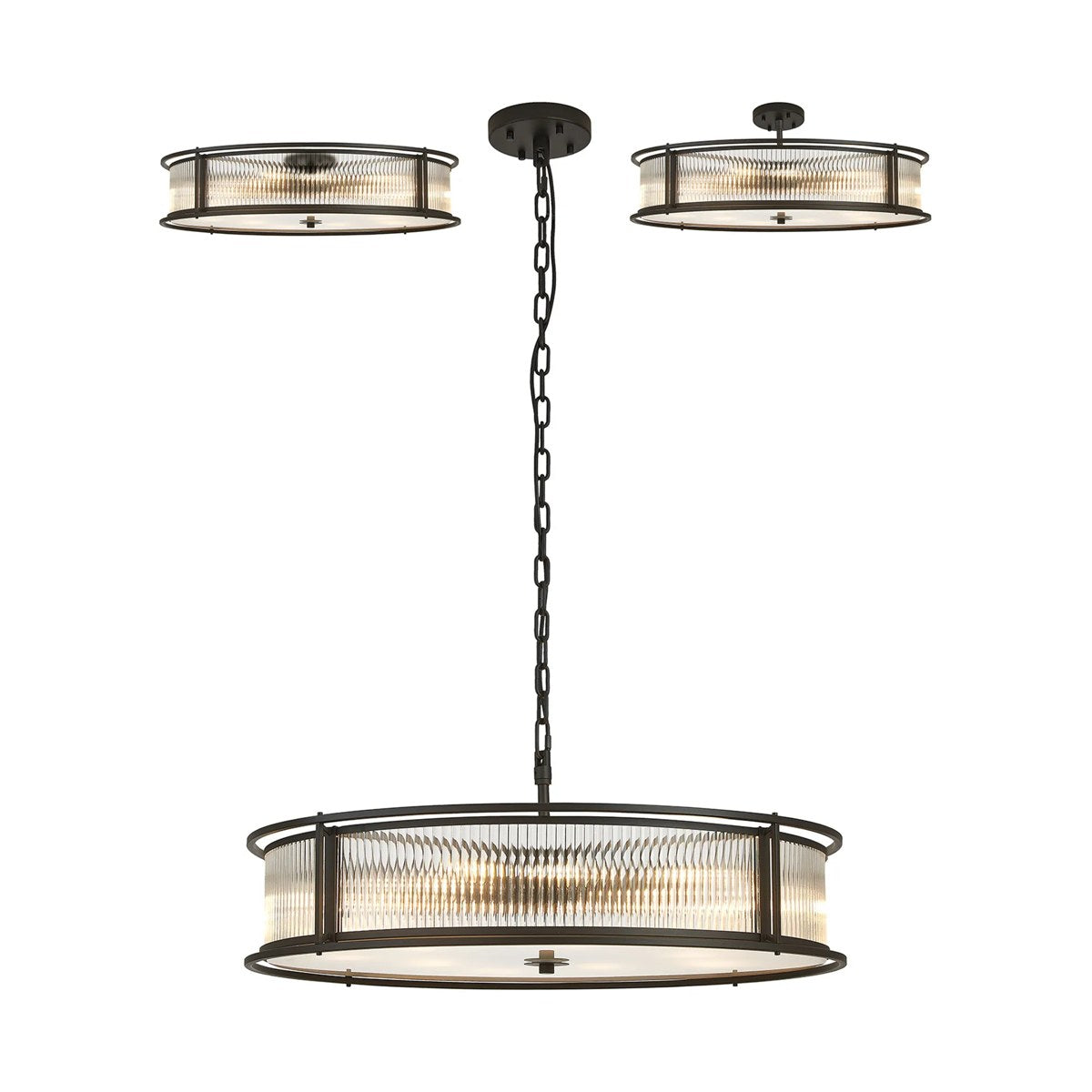Regent Malmedy 800mm 10 Light Convertible Pendant Light - Satin Black