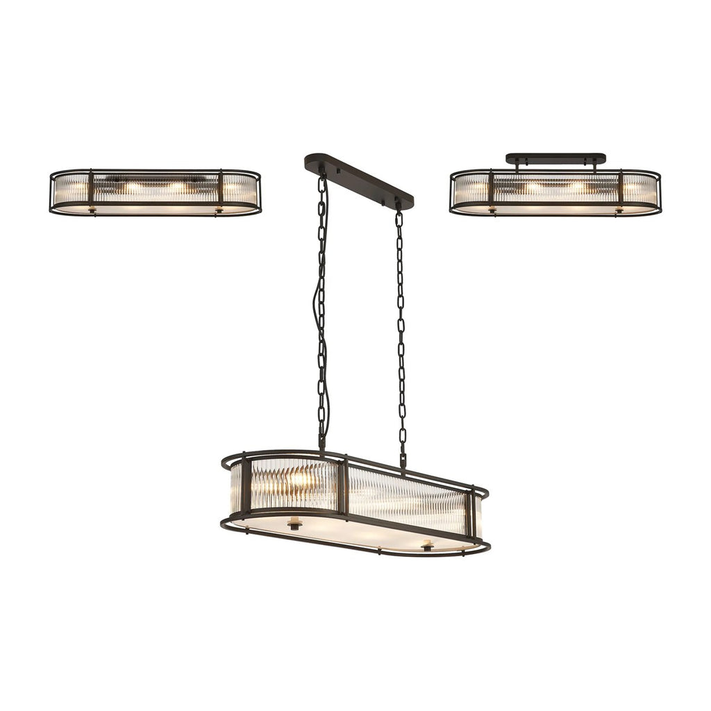 Regent Malmedy 1000mm Oval 8 Light Convertible Pendant Light - Satin Black