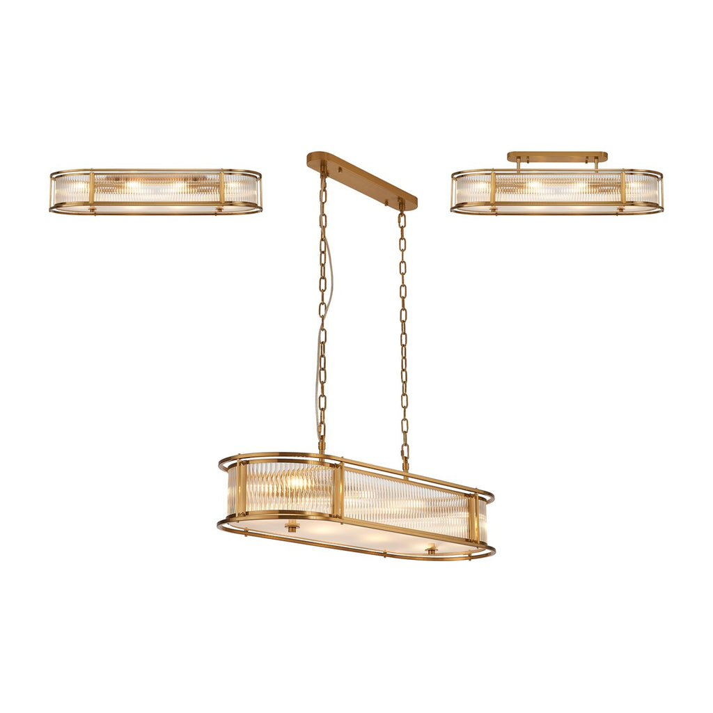 Regent Malmedy 1000mm Oval 8 Light Convertible Pendant Light - Brass
