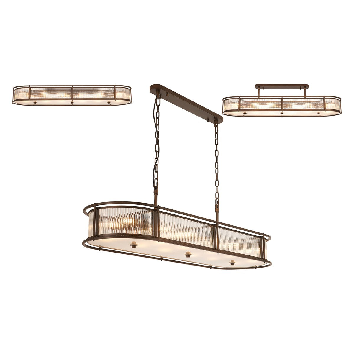 Regent Malmedy 140cm Oval Flush, Semi Flush or Pendant Ceiling Light - Bronze