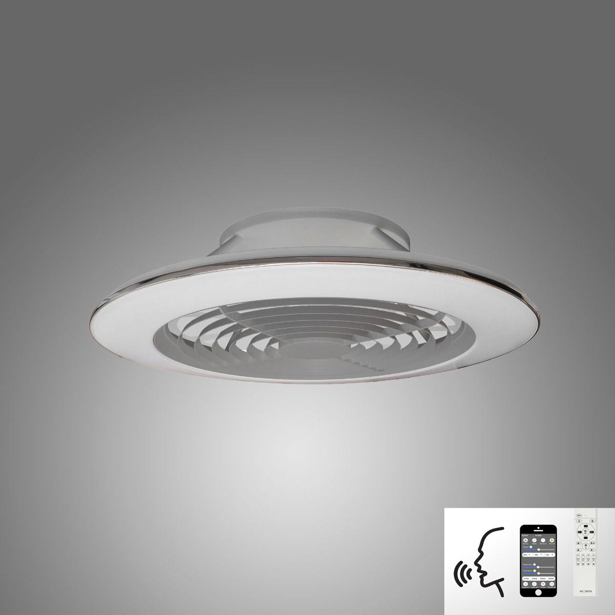 Mantra Alisio XL Silver Ceiling Fan 95W LED Light Dimmable Remote Controlled