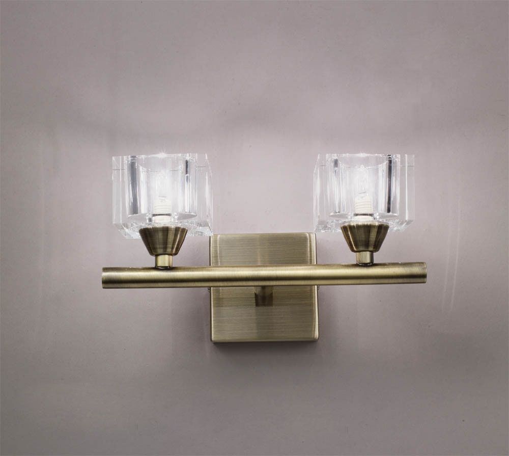 Mantra Cuadrax Double Wall Light G9 Antique Brass