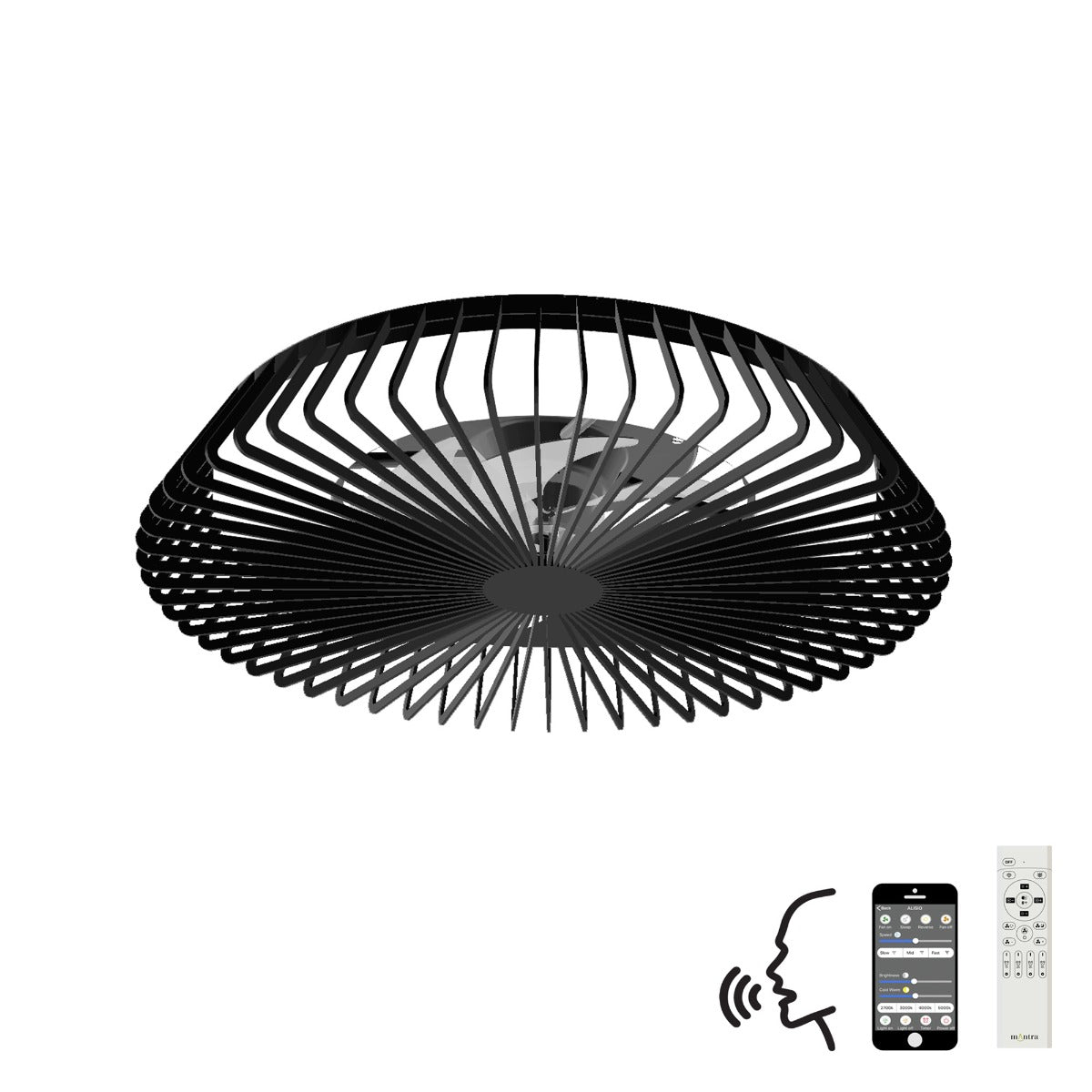 Mantra Himalaya Ceiling Fan & Dimmable LED Light Black. 5 Years Warranty. Remote Control, App, Alexa/Google Voice Control