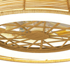 Mantra Indonesia Mini Ceiling Fan & Dimmable LED Light Beige Rattan 5 Years Warranty. Remote Controlled.