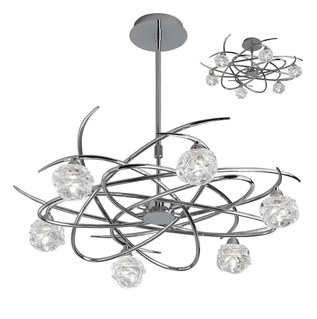Mantra Maremagnum Telescopic Semi Flush Convertible 6 Light G9 Polished Chrome
