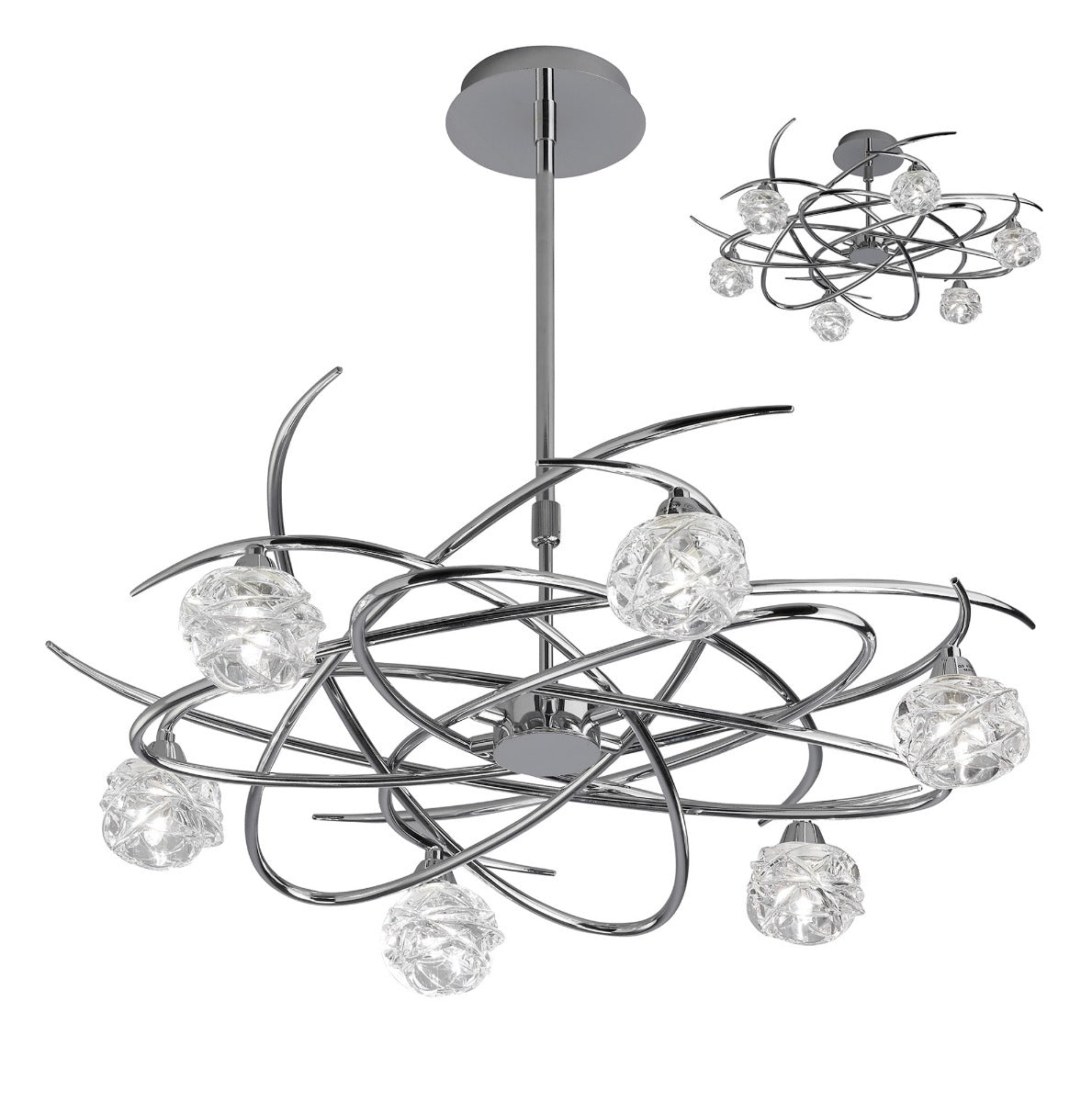Mantra Maremagnum Telescopic Semi Flush Convertible 6 Light G9 Polished Chrome