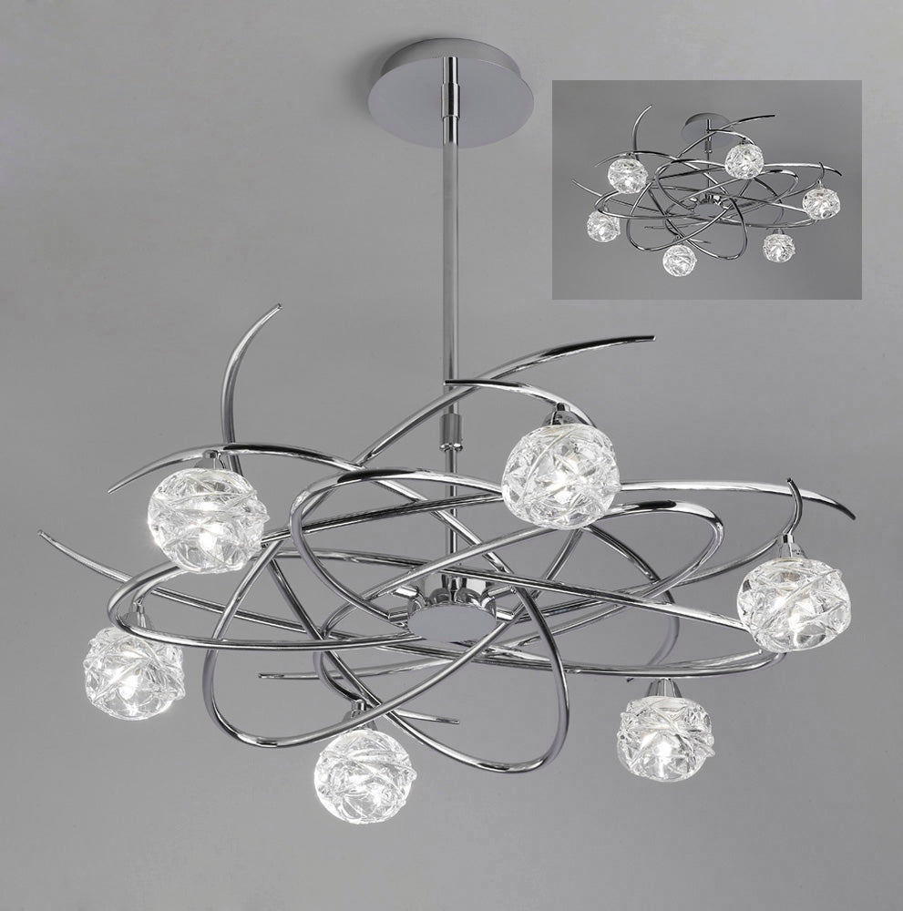 Mantra Maremagnum Telescopic Semi Flush Convertible 6 Light G9 Polished Chrome