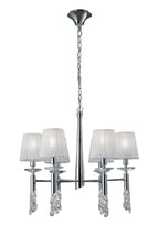 Mantra Tiffany Pendant Fitting 12 Light Polished Chrome White Shades
