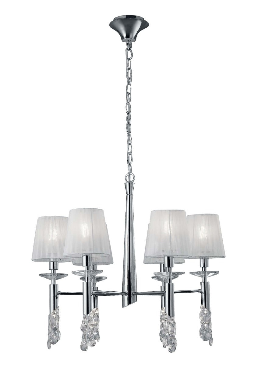 Mantra Tiffany Pendant Fitting 12 Light Polished Chrome White Shades
