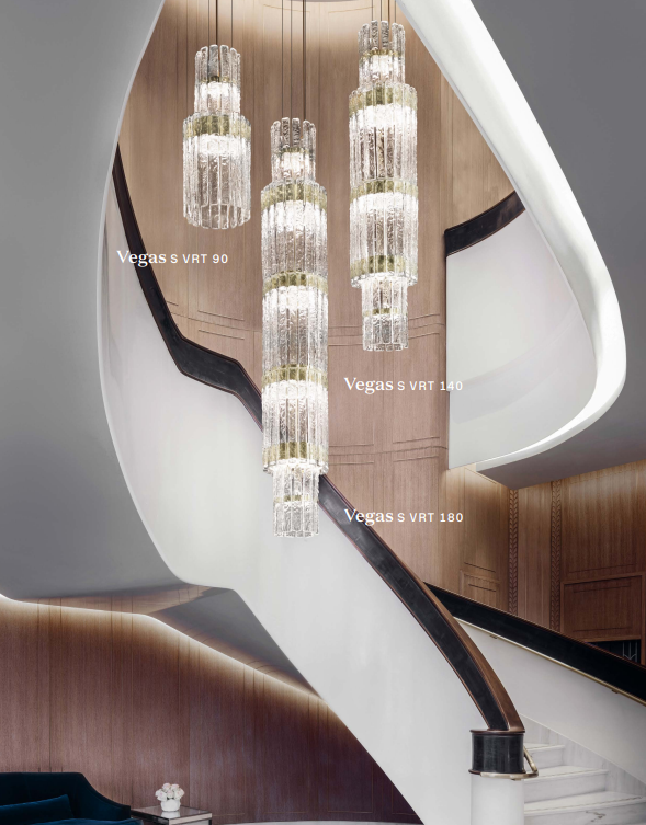 Masiero Vegas LED Glass Chandelier Champagne Leaf MAS/VEGAS-S-VRT-140