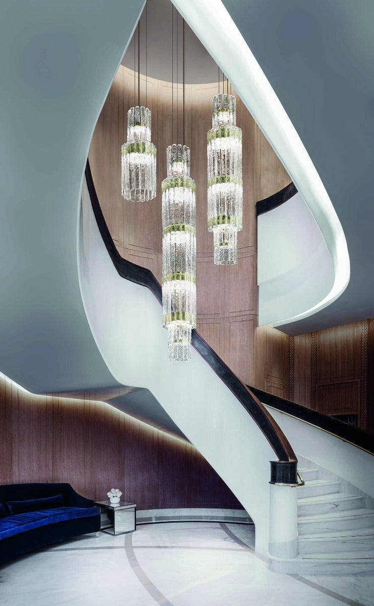Masiero Vegas LED Glass Chandelier Champagne Leaf MAS/VEGAS-S-VRT-180