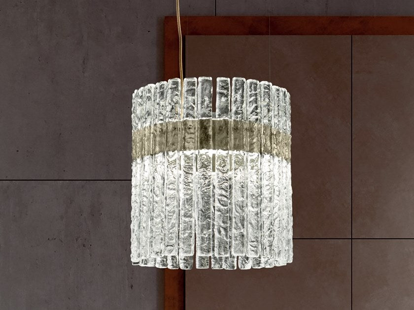 Masiero Vegas LED Round Glass Ceiling Pendant Champagne Leaf MAS/VEGAS-S-RD-40