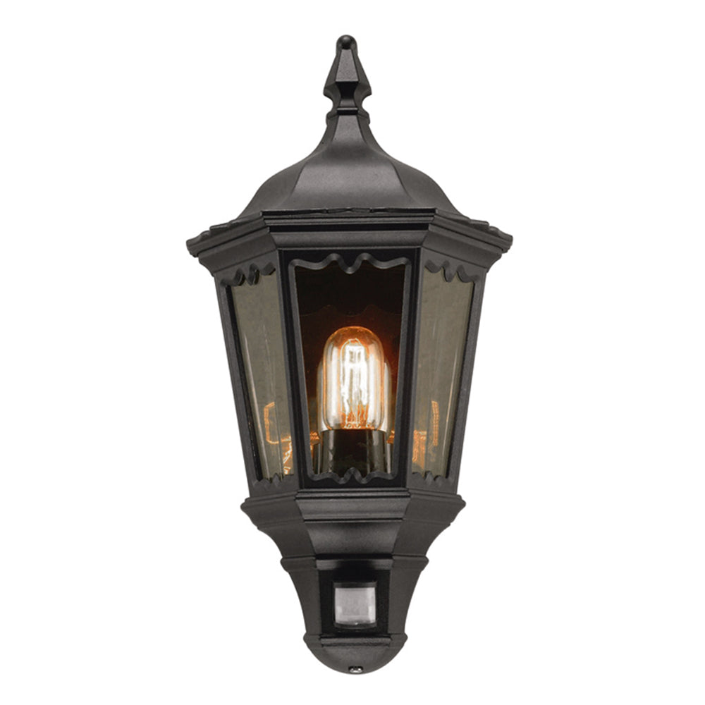 Elstead Medstead 1 Light Outdoor Half Lantern with PIR Sensor in Black