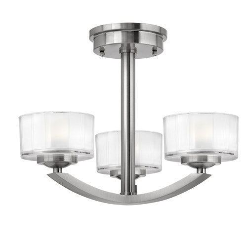 Hinkley Meridian Semi Flush Ceiling Light in Brushed Nickel