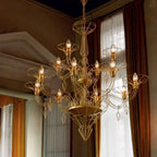Metal Lux Dedalo 12 Light Chandelier in Satin Gold