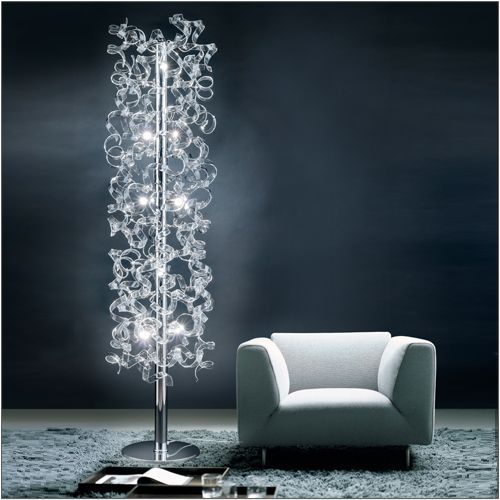 Metal Lux Astro 10 Light Floor Lamp with Clear Spiral Glass
