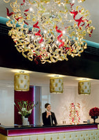 Metal Lux Astro 18 Light Pendant Light with Clear Spiral Glass