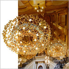 Metal Lux Astro 28 Light Pendant Light with Amber Spiral Glass