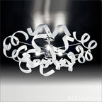 Metal Lux Astro 3 Light Flush Ceiling Light with White Spiral Glass