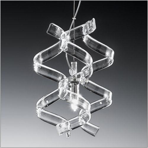 Metal Lux Astro Single Pendant Light with Clear Spiral Glass