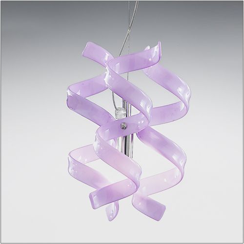 Metal Lux Astro Single Pendant Light with Lilac Spiral Glass