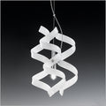 Metal Lux Astro Single Pendant Light with White Spiral Glass