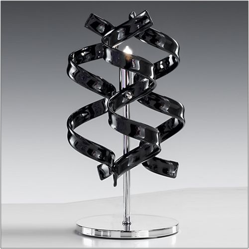 Metal Lux Astro Table Lamp with Black Spiral Glass