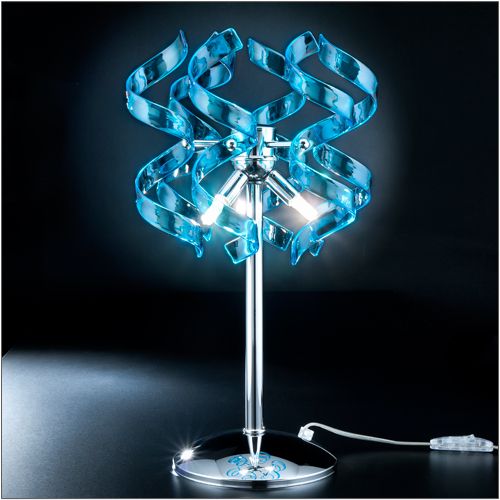 Metal Lux Astro Table Lamp with Blue Spiral Glass