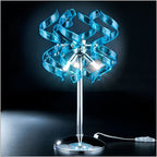 Metal Lux Astro Table Lamp with Blue Spiral Glass