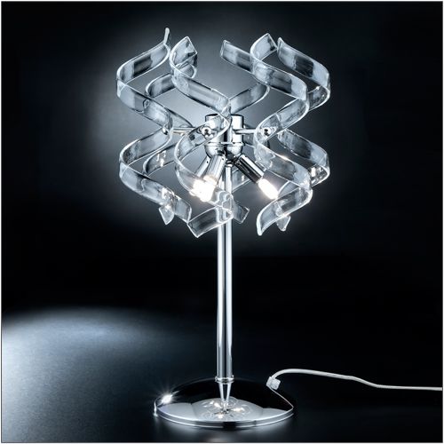 Metal Lux Astro Table Lamp with Clear Spiral Glass