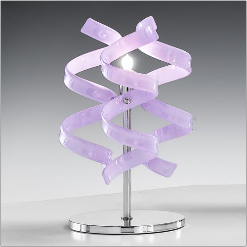 Metal Lux Astro Table Lamp with Lilac Spiral Glass