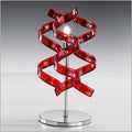 Metal Lux Astro Table Lamp with Red Spiral Glass