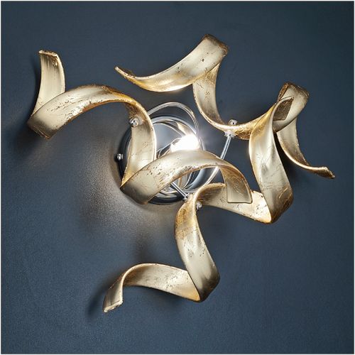 Metal Lux Astro Wall Light with Gold Leaf Spiral Glass