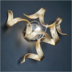 Metal Lux Astro Wall Light with Gold Leaf Spiral Glass