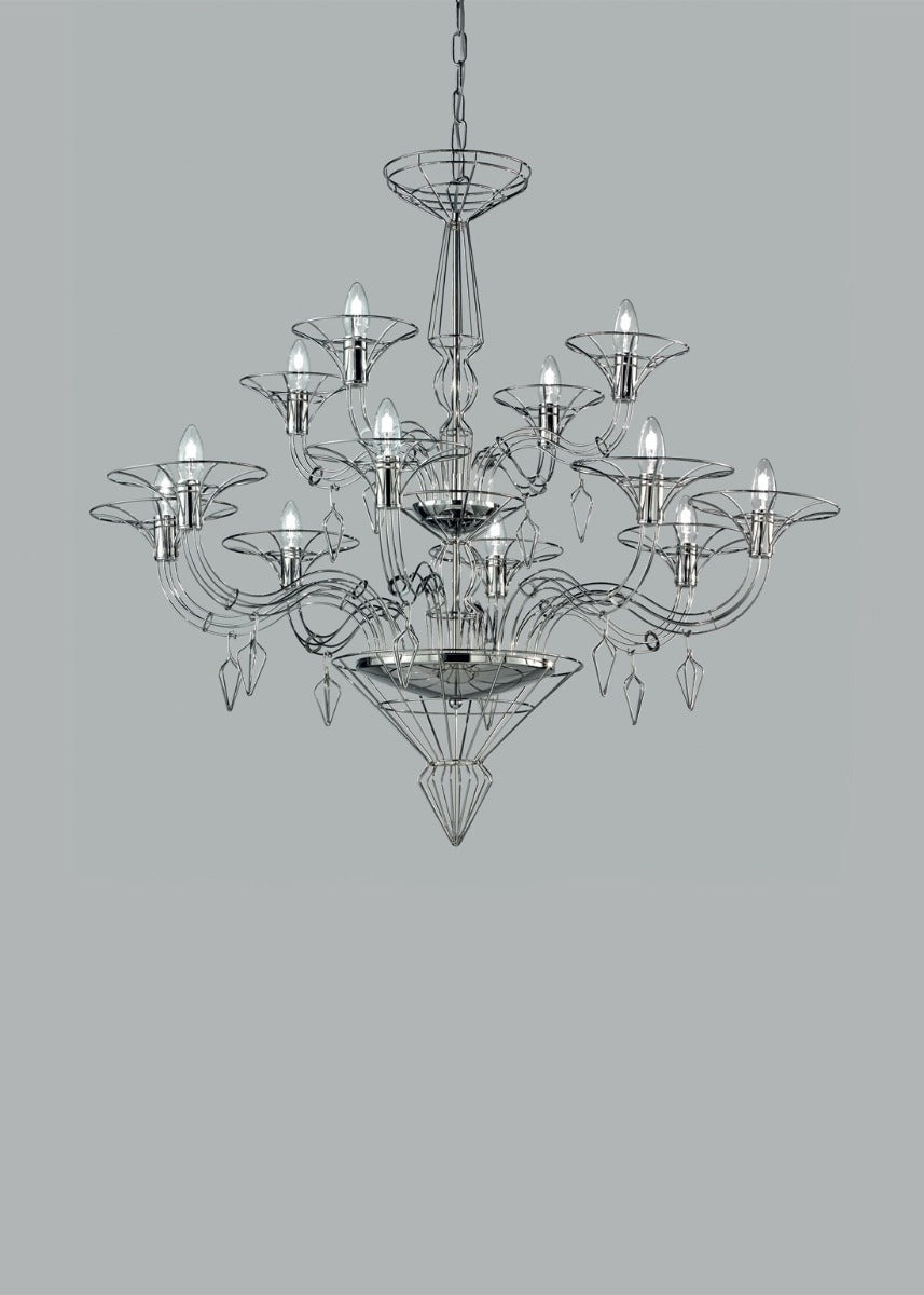 Metal Lux Dedalo 12 Light Chandelier in Polished Chrome