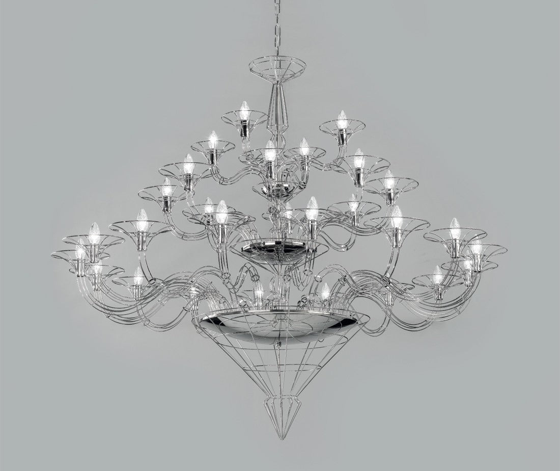 Metal Lux Dedalo Large 28 Light Chandelier in Polished Chrome