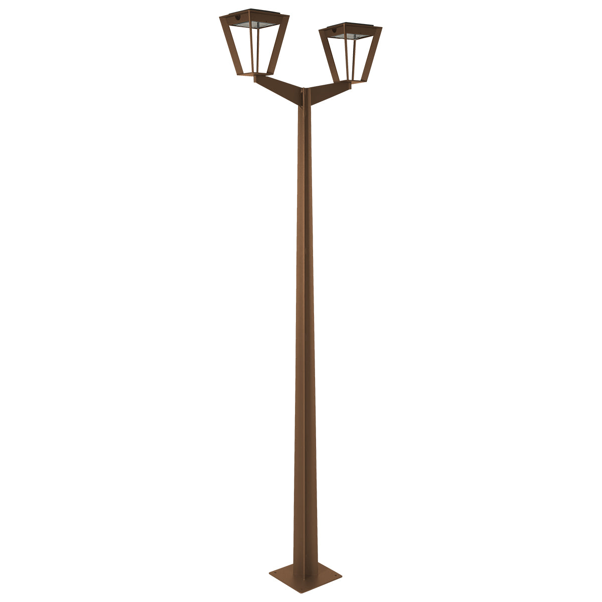 Metro Double-Head Solar & Rechargeable Lamppost 220 cm 2x500lm - Corten Aluminium