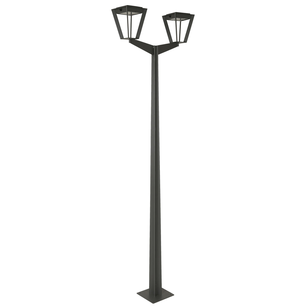 Metro Double-Head Solar & Rechargeable Lamppost 220 cm 2x500lm - Space Grey Aluminium