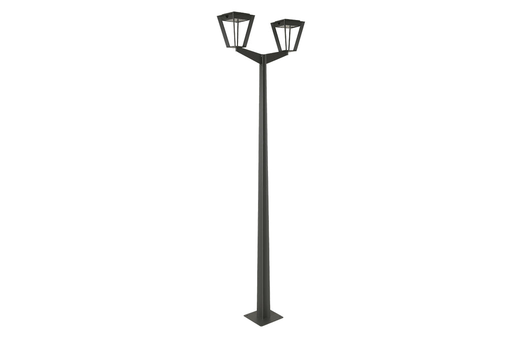 Metro Double-Head Solar & Rechargeable Lamppost 220 cm 2x500lm - Space Grey Aluminium