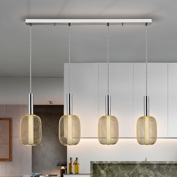 Schuller Micron 4 Light Bar Pendant Light in Chrome and Gold