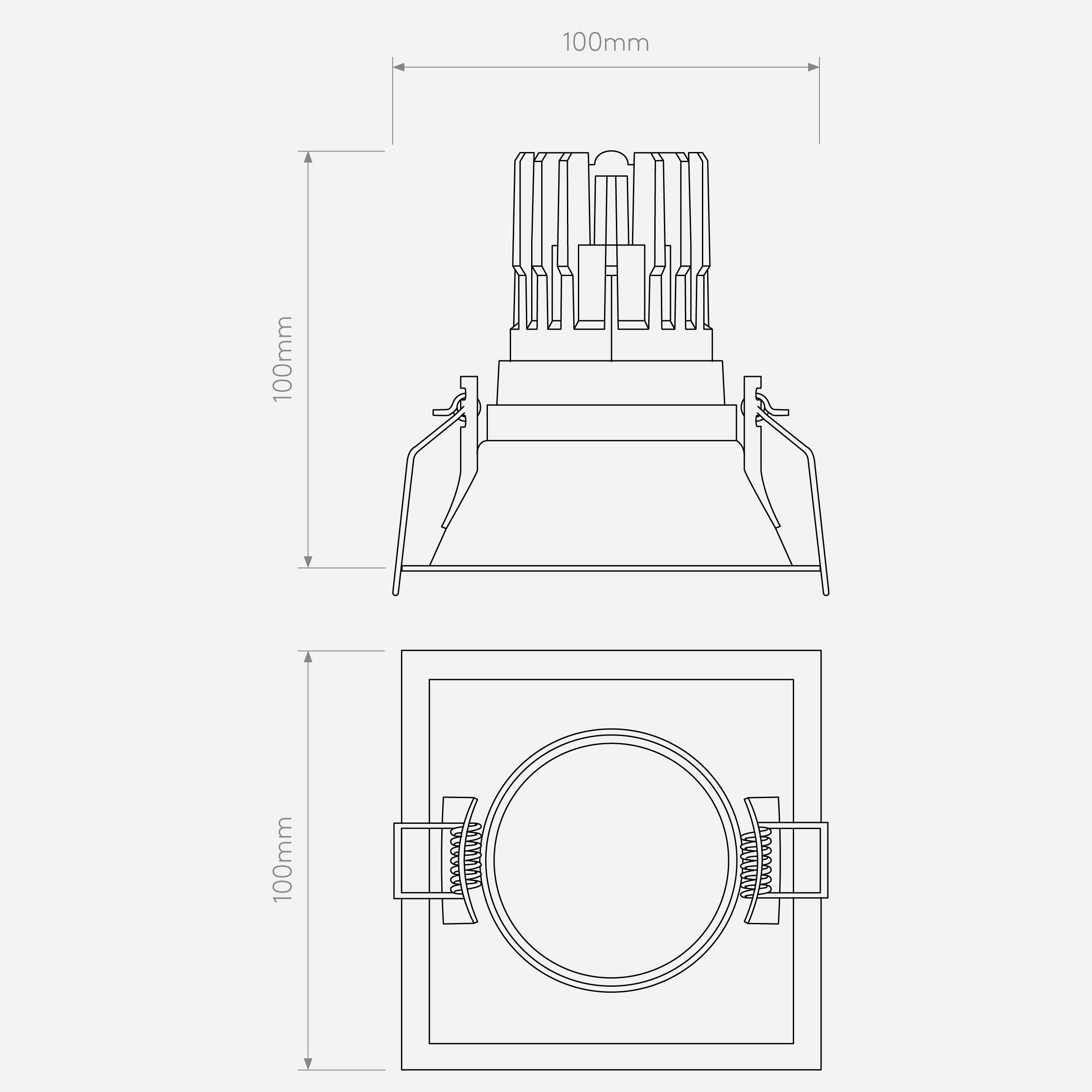 Minima Pro Square Fixed IP65 - Technical Drawing