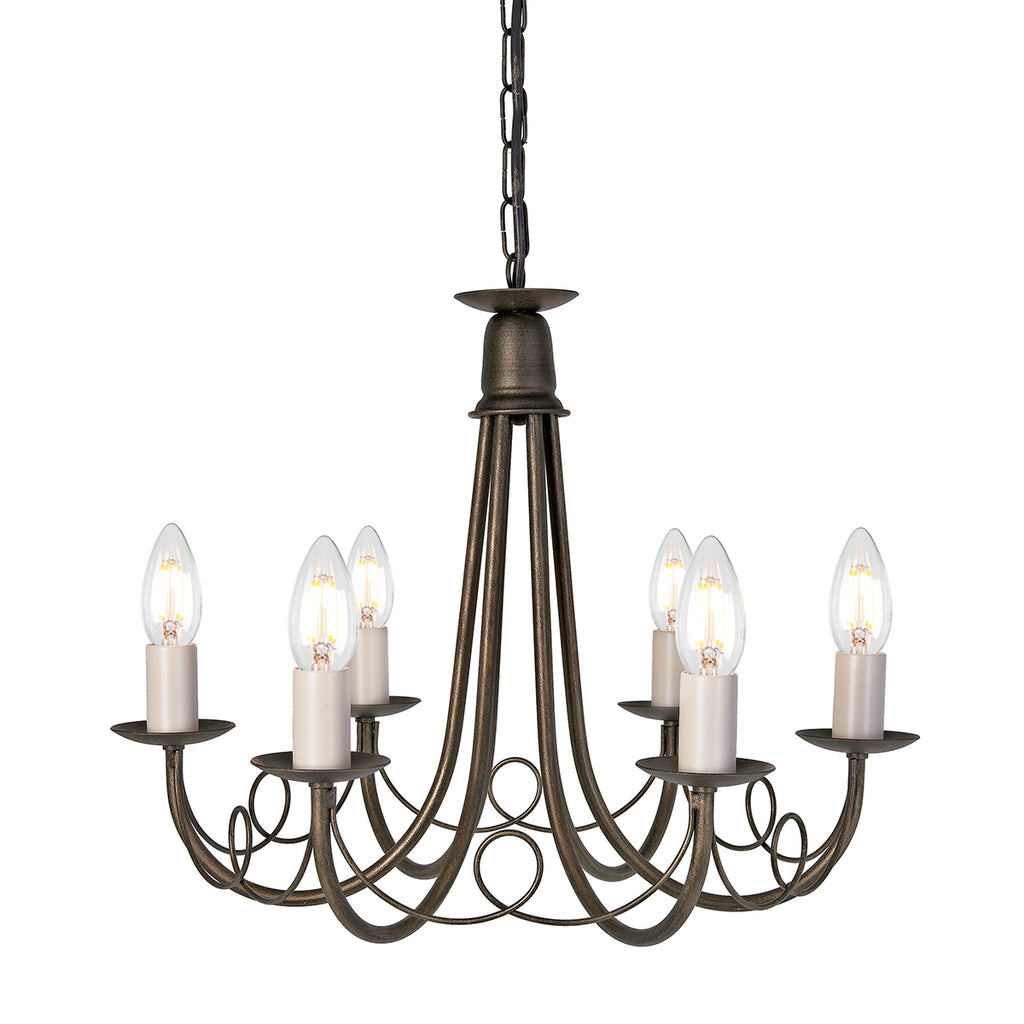 Elstead Minster 6 Light Chandelier in Black and Gold