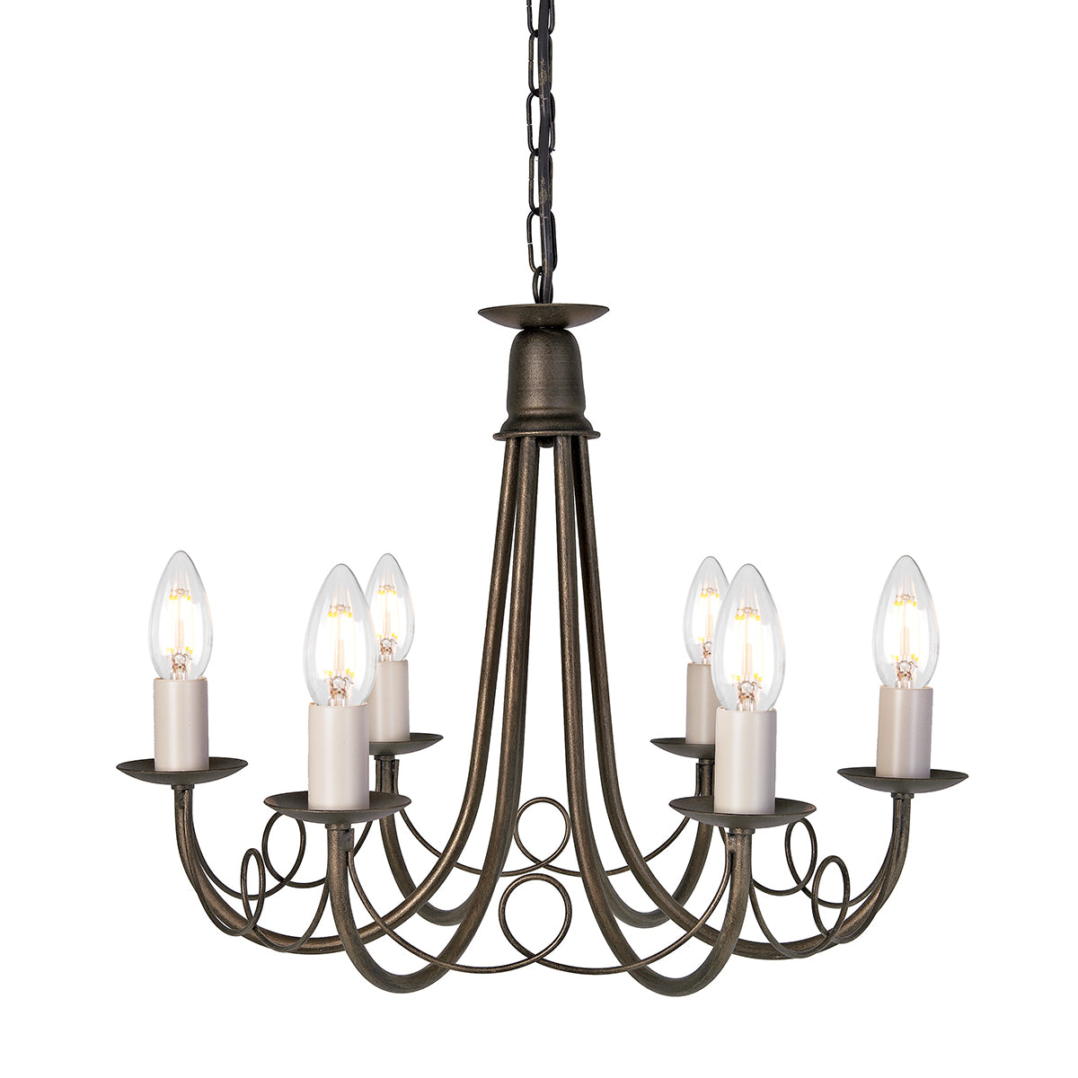 Elstead Minster 6 Light Chandelier in Black and Gold