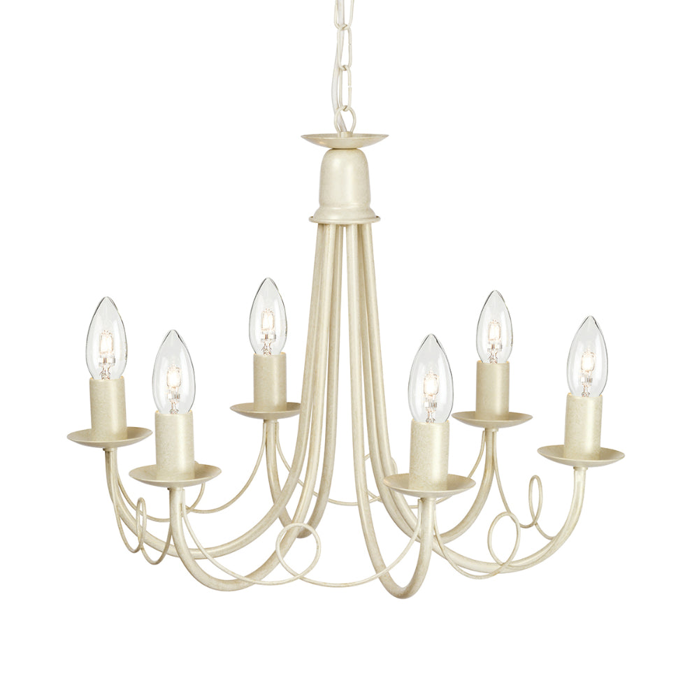 Elstead Minster 6 Light Chandelier in Ivory Gold