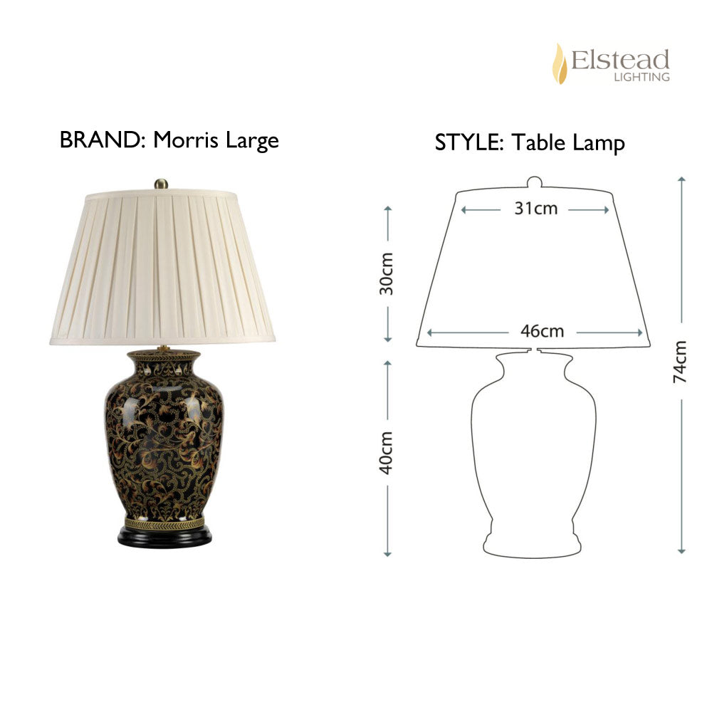 Elstead Morris Large Table Lamp in Gold and Black