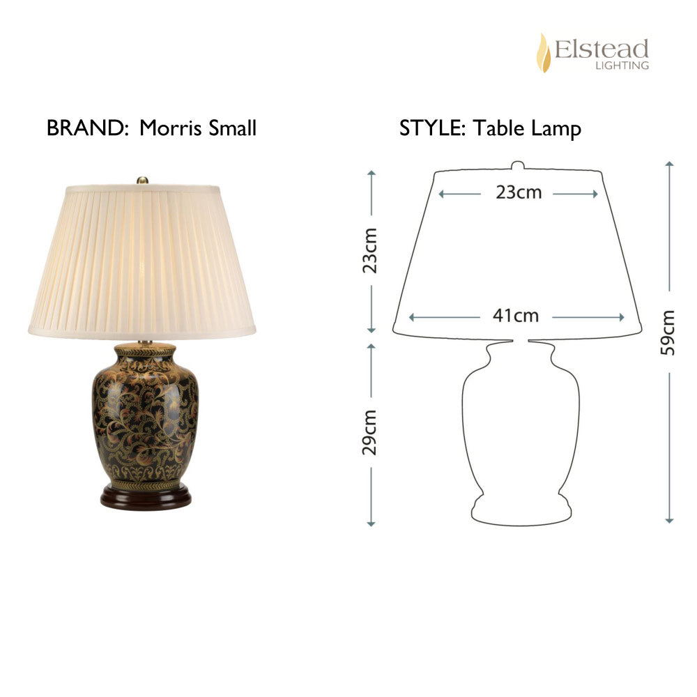Elstead Morris Small Table Lamp in Black Gold