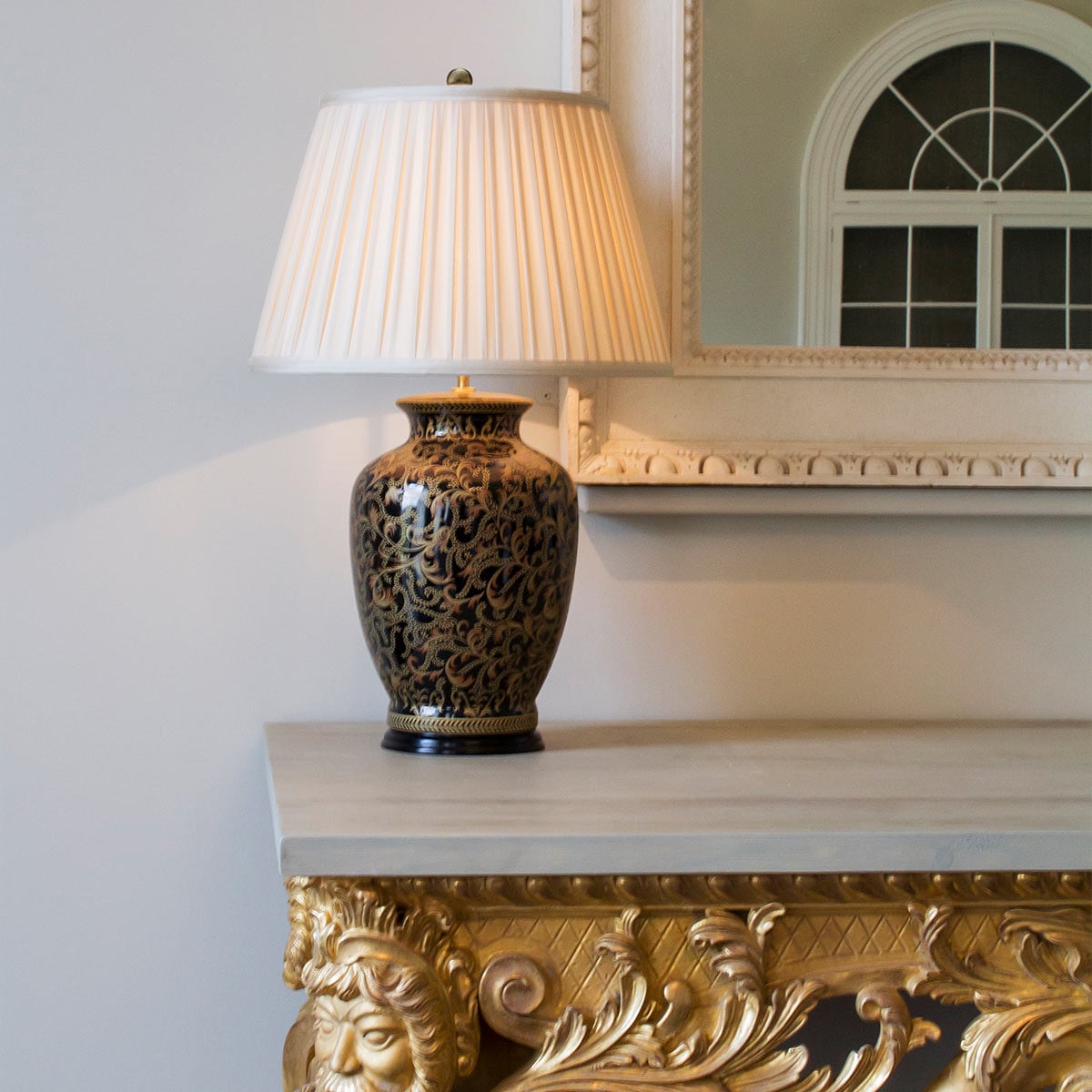 Elstead Morris Large Table Lamp in Gold and Black