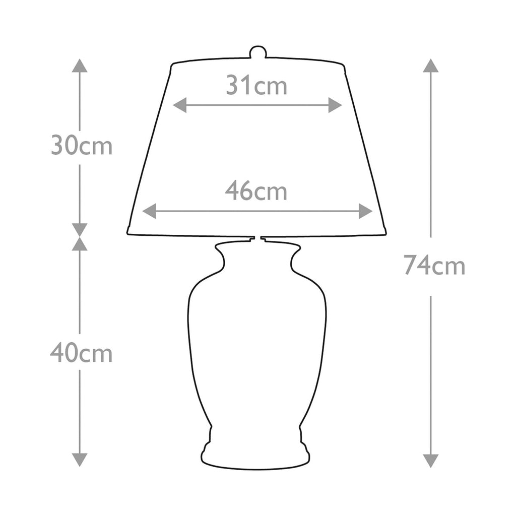 Elstead Morris Large Table Lamp in Gold and Black - dimensions
