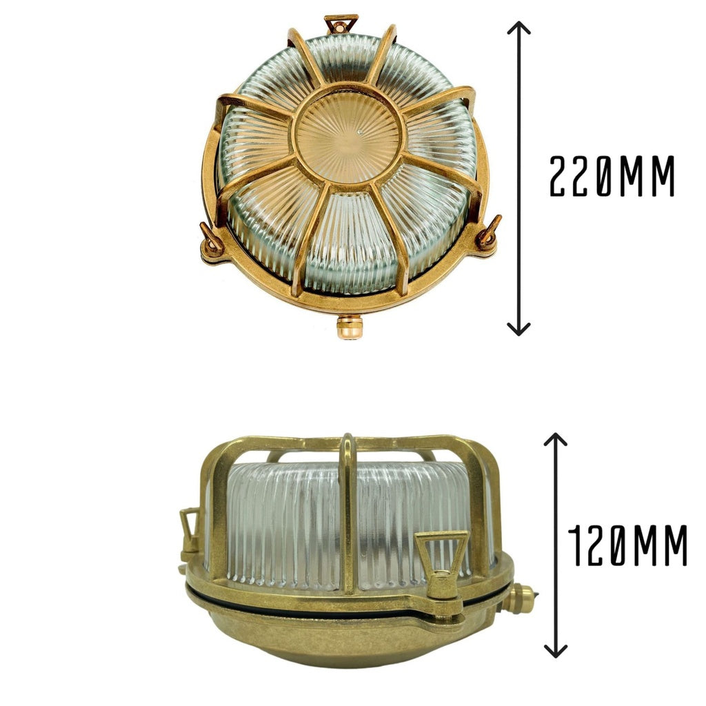 Navigator Capstan Extra Large Radial Porthole Bulkhead in Solid Brass